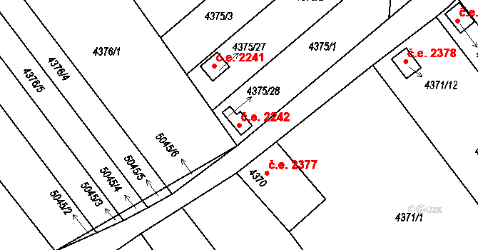 Louny 2242 na parcele st. 4375/28 v KÚ Louny, Katastrální mapa