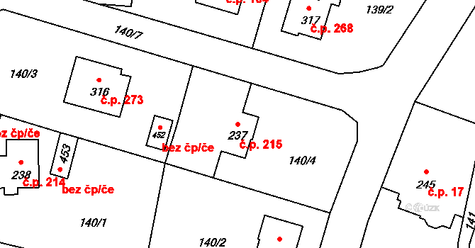 Sedlec 215, Sedlec-Prčice na parcele st. 237 v KÚ Sedlec u Votic, Katastrální mapa