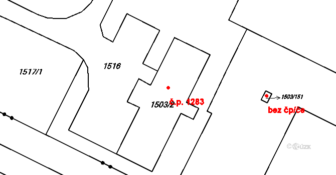 Poruba 1283, Ostrava na parcele st. 1503/2 v KÚ Poruba-sever, Katastrální mapa