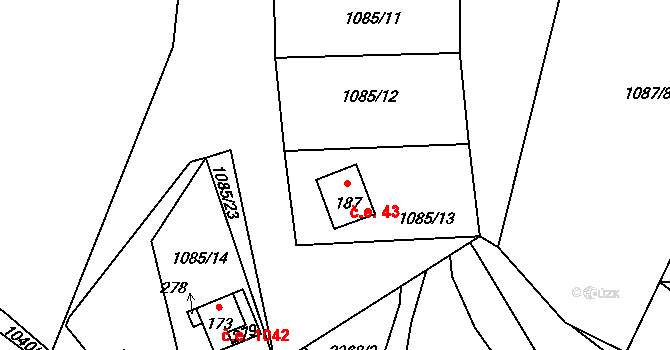 Holšice 43, Chabeřice na parcele st. 1085/13 v KÚ Chabeřice, Katastrální mapa