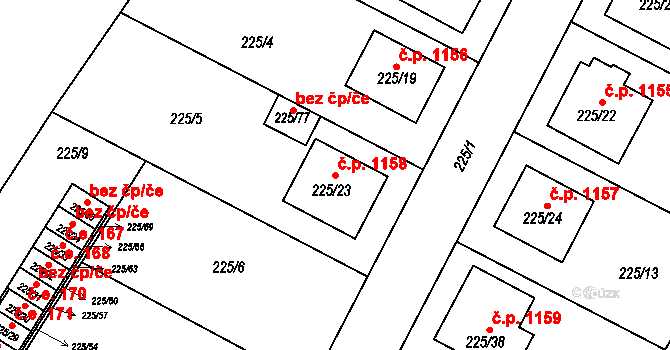 Brumov 1158, Brumov-Bylnice na parcele st. 225/23 v KÚ Brumov, Katastrální mapa