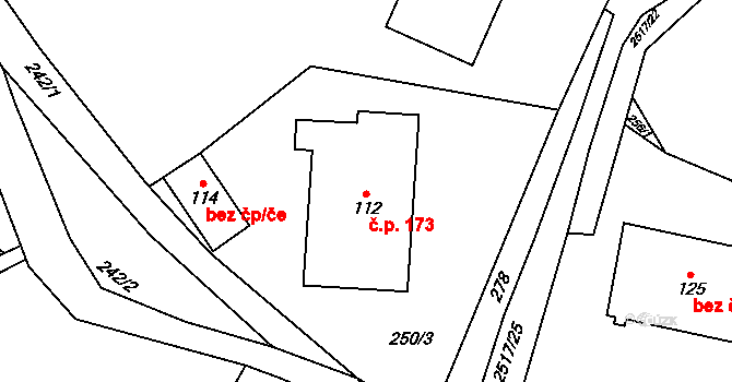 Velký Šenov 173 na parcele st. 112 v KÚ Velký Šenov, Katastrální mapa