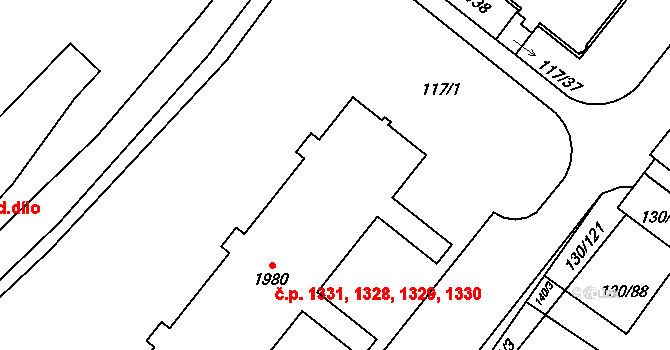 Napajedla 1328,1329,1330,1331 na parcele st. 1980 v KÚ Napajedla, Katastrální mapa