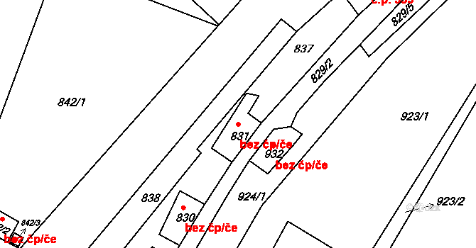 Šatov 41729234 na parcele st. 831 v KÚ Šatov, Katastrální mapa