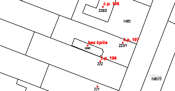 Mělnické Vtelno 42429234 na parcele st. 223/2 v KÚ Mělnické Vtelno, Katastrální mapa