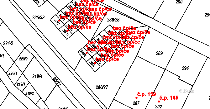 Bystřice pod Hostýnem 43575234 na parcele st. 286/10 v KÚ Rychlov u Bystřice pod Hostýnem, Katastrální mapa