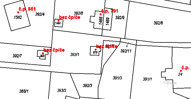 Ostrava 43957234 na parcele st. 979 v KÚ Michálkovice, Katastrální mapa