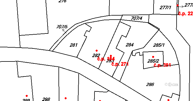 Komárov 164, Opava na parcele st. 282 v KÚ Komárov u Opavy, Katastrální mapa