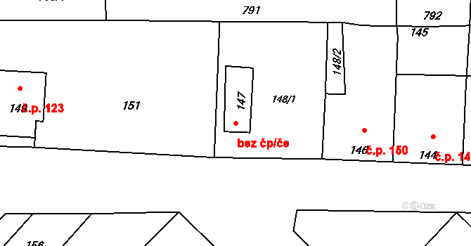 Jevišovka 47249234 na parcele st. 147 v KÚ Jevišovka, Katastrální mapa