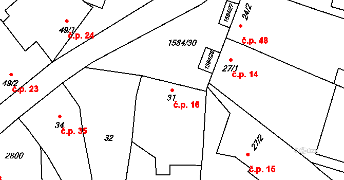 Lhotka 16, Hradčovice na parcele st. 31 v KÚ Lhotka u Hradčovic, Katastrální mapa