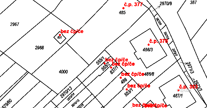 Bořetice 49118234 na parcele st. 555/1 v KÚ Bořetice u Hustopečí, Katastrální mapa