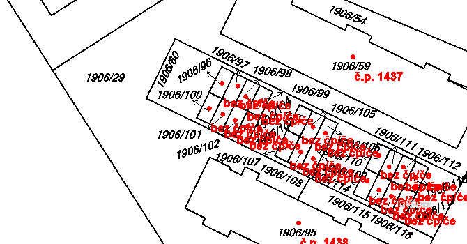 Praha 50286234 na parcele st. 1906/102 v KÚ Uhříněves, Katastrální mapa