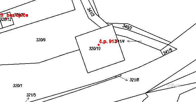 Libušín 913 na parcele st. 320/10 v KÚ Libušín, Katastrální mapa