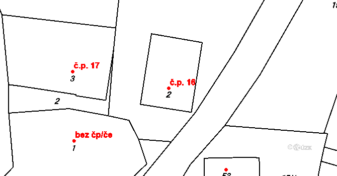 Licibořice 16 na parcele st. 2 v KÚ Licibořice, Katastrální mapa
