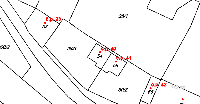 Lipník nad Bečvou VII-Trnávka 40, Lipník nad Bečvou na parcele st. 54 v KÚ Trnávka u Lipníka nad Bečvou, Katastrální mapa