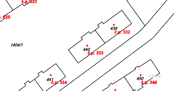 Holýšov 333 na parcele st. 440 v KÚ Holýšov, Katastrální mapa