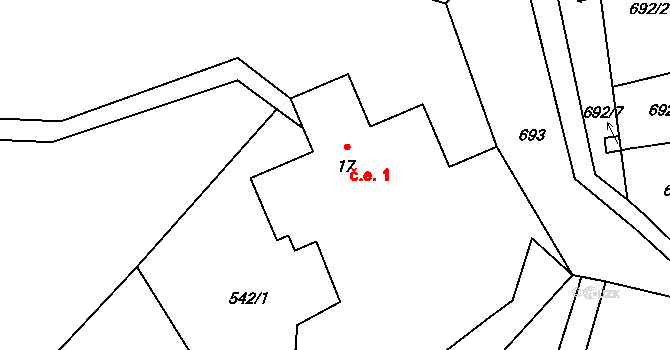 Předvojovice 1, Čachrov na parcele st. 17 v KÚ Chvalšovice u Čachrova, Katastrální mapa