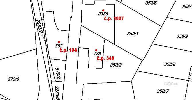 Sušice II 348, Sušice na parcele st. 723 v KÚ Sušice nad Otavou, Katastrální mapa