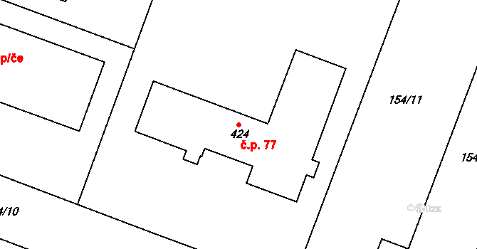 Rychnovek 77 na parcele st. 424 v KÚ Rychnovek, Katastrální mapa
