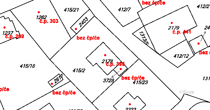 Horní Brána 395, Český Krumlov na parcele st. 2178 v KÚ Český Krumlov, Katastrální mapa