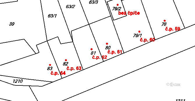 Malměřice 62, Blatno na parcele st. 81 v KÚ Malměřice, Katastrální mapa