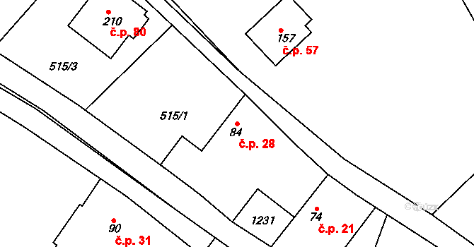 Mrzkovice 28, Světlá nad Sázavou na parcele st. 84 v KÚ Mrzkovice, Katastrální mapa