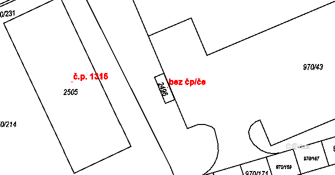 Zlín 98043234 na parcele st. 2496 v KÚ Malenovice u Zlína, Katastrální mapa