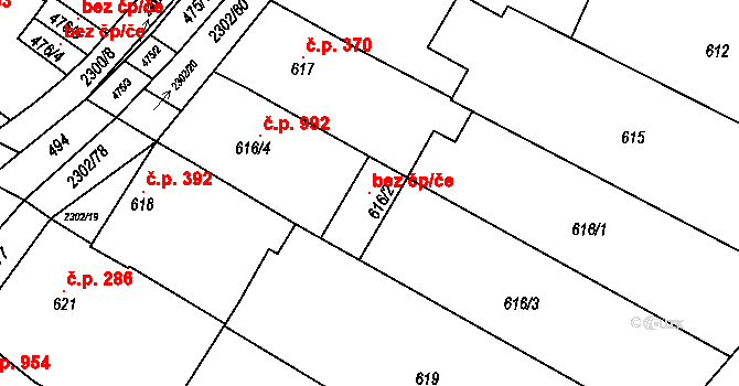 Svatobořice-Mistřín 99837234 na parcele st. 616/2 v KÚ Svatobořice, Katastrální mapa
