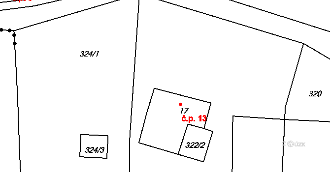 Královka 13, Šluknov na parcele st. 17 v KÚ Královka, Katastrální mapa