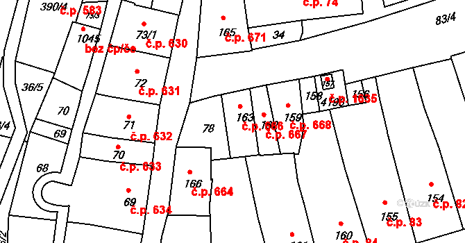 Lipník nad Bečvou I-Město 666, Lipník nad Bečvou na parcele st. 163 v KÚ Lipník nad Bečvou, Katastrální mapa