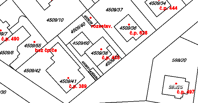Žižkov 435, Kutná Hora na parcele st. 4509/38 v KÚ Kutná Hora, Katastrální mapa