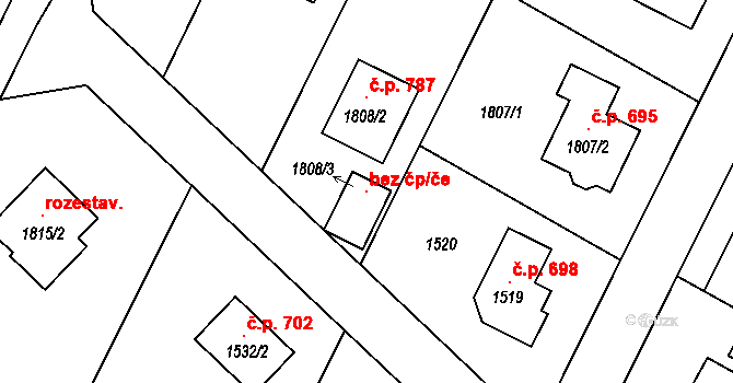 Hodkovice nad Mohelkou 115054235 na parcele st. 1808/3 v KÚ Hodkovice nad Mohelkou, Katastrální mapa