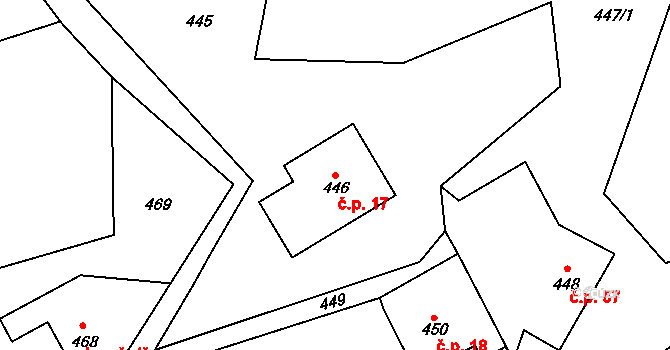 Haratice 17, Plavy na parcele st. 446 v KÚ Haratice, Katastrální mapa