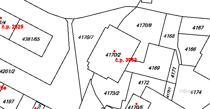 Jihlava 3962 na parcele st. 4170/2 v KÚ Jihlava, Katastrální mapa