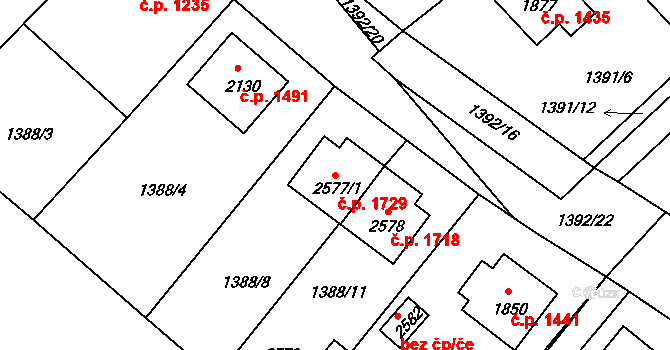 Říčany 1729 na parcele st. 2577/1 v KÚ Říčany u Prahy, Katastrální mapa