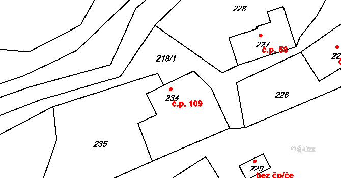 Heřmanice 109, Žandov na parcele st. 234 v KÚ Heřmanice u Žandova, Katastrální mapa