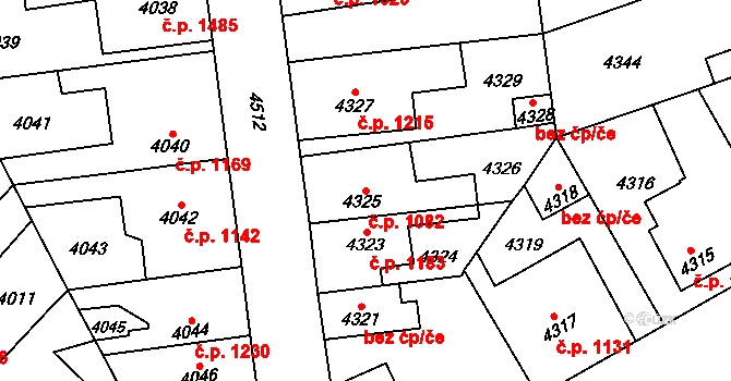 Kročehlavy 1082, Kladno na parcele st. 4325 v KÚ Kročehlavy, Katastrální mapa