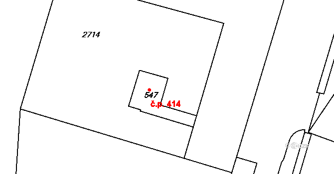 Bor 414 na parcele st. 547 v KÚ Bor u Tachova, Katastrální mapa