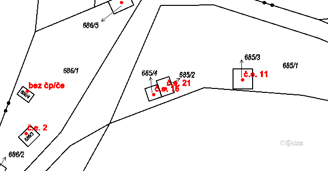 Libečov 21, Chyňava na parcele st. 685/2 v KÚ Libečov, Katastrální mapa