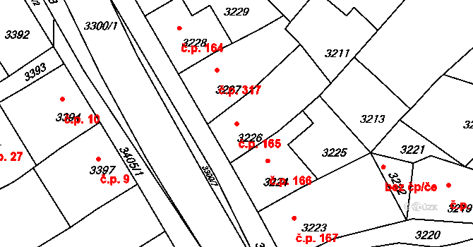 Mimoň I 165, Mimoň na parcele st. 3226 v KÚ Mimoň, Katastrální mapa