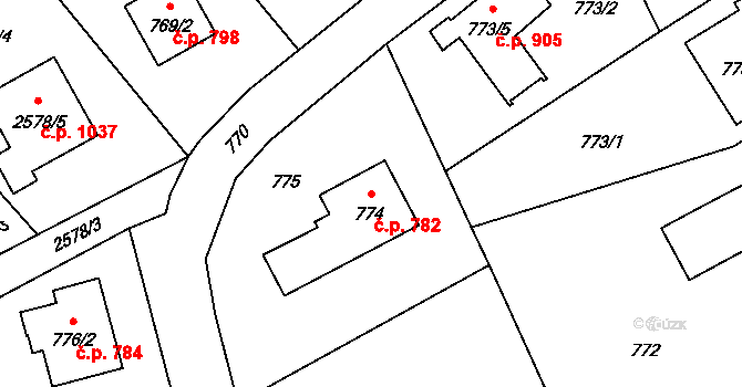 Brušperk 782 na parcele st. 774 v KÚ Brušperk, Katastrální mapa