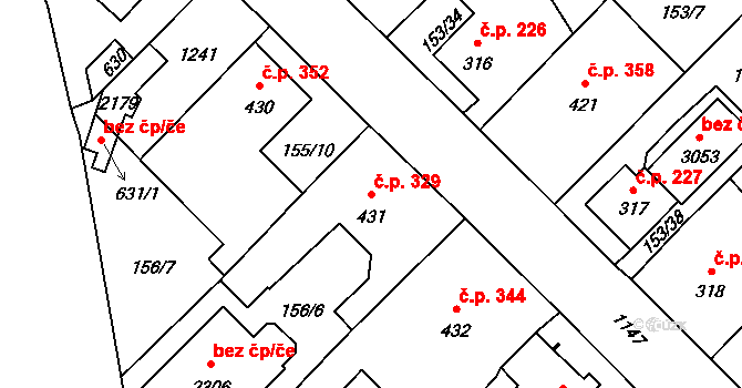 Úšovice 329, Mariánské Lázně na parcele st. 431 v KÚ Úšovice, Katastrální mapa