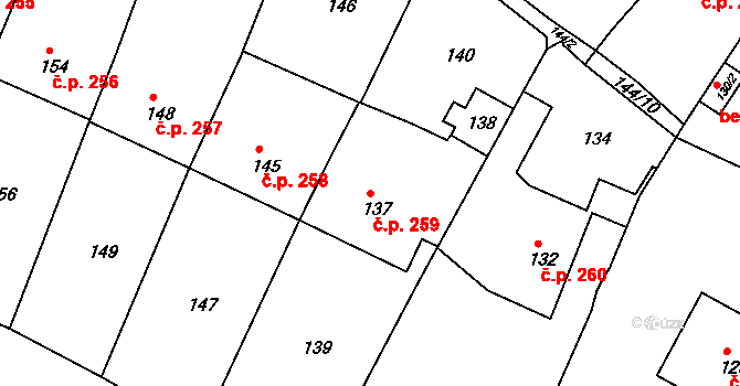 Liboc 259, Praha na parcele st. 137 v KÚ Liboc, Katastrální mapa