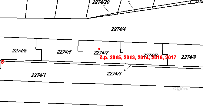 Strašnice 2013,2014,2015,2016,, Praha na parcele st. 2274/7 v KÚ Strašnice, Katastrální mapa