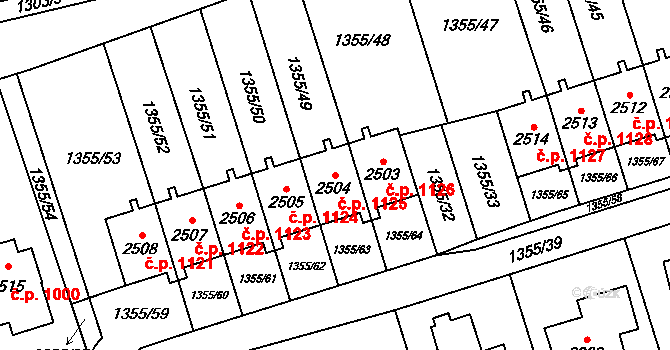 Vrchlabí 1125 na parcele st. 2504 v KÚ Vrchlabí, Katastrální mapa
