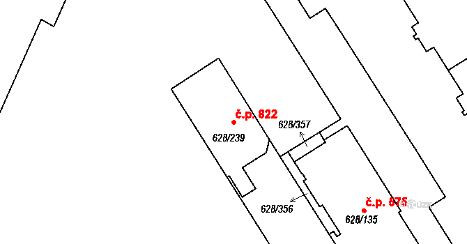 Prosek 822, Praha na parcele st. 628/239 v KÚ Prosek, Katastrální mapa