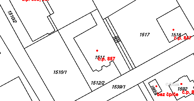 Šluknov 857 na parcele st. 1511 v KÚ Šluknov, Katastrální mapa