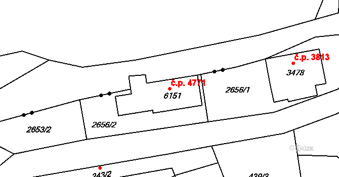 Jablonec nad Nisou 4771 na parcele st. 6151 v KÚ Jablonec nad Nisou, Katastrální mapa