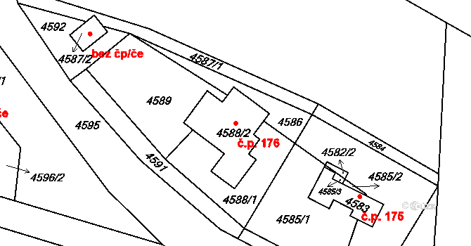 Mimoň V 176, Mimoň na parcele st. 4588/2 v KÚ Mimoň, Katastrální mapa