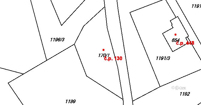Hořejší Vrchlabí 130, Vrchlabí na parcele st. 170/1 v KÚ Hořejší Vrchlabí, Katastrální mapa